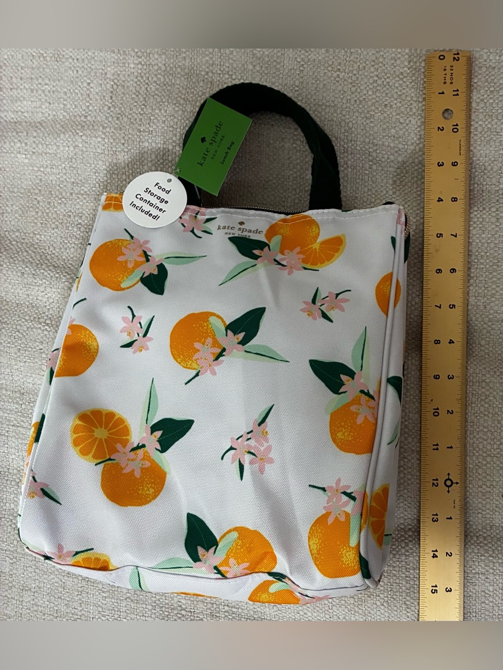 kate spade NWT orange citrus print insulated lunch tote food storage container - Picture 12 of 13